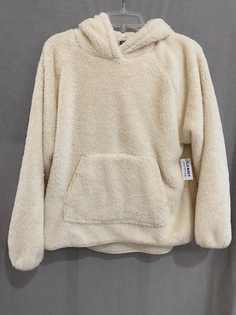 NWT Old Navy Cozy Sherpa Fleece Hoodie Pullover Cream Ivory XS Soft Teddy